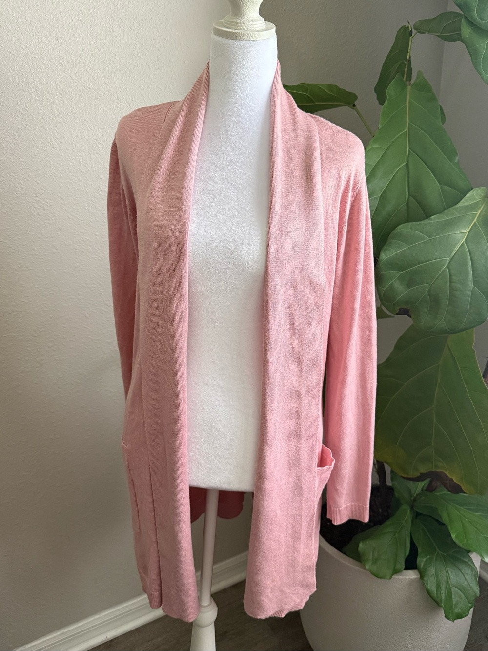 Soft Blush Open Front Cardigan Sweater for Women